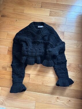 Zara NWOT Cropped Ruffle Sweater S